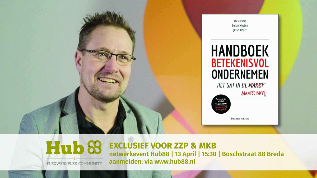 Met trots kan ik mededelen dat Kees klomp, schrijver van het boek 'De betekeniseconomie' naar Hub88 komt Op 13 April.eventbrite.nl/e/tickets-hubn…