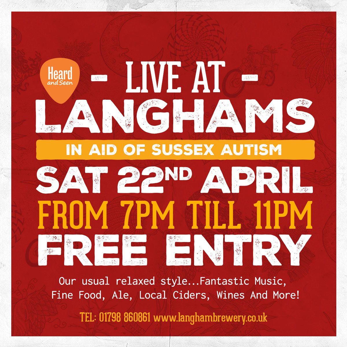 Come join us at our next Live At Langhams on Sat 22nd April Tasty local hog roast, fine music &amp; a lovely atmosphere. More details to follow!
