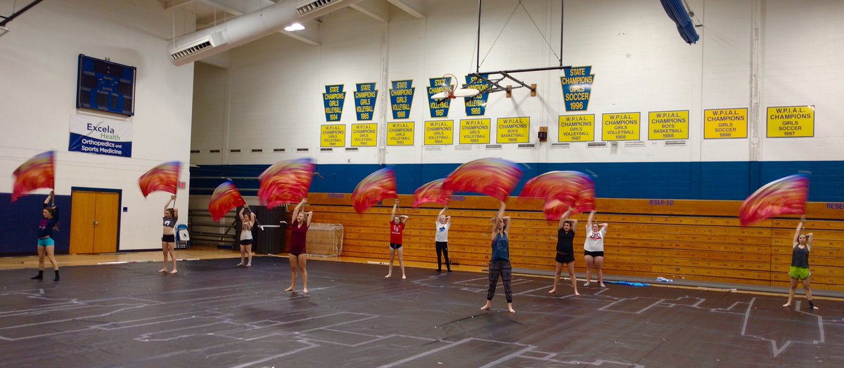 Our White-Division Color Guard rehearses at Norwin High School near Pittsburgh for our first ever performance at a WGI Regional Event.