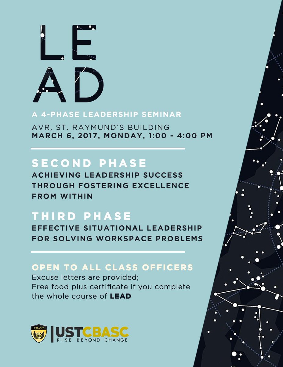 USTCBASC's tweet photo. #CBASCEvent: LEAD Phase II

See you this March 6, 1PM-4PM, at the Commerce AVR for LEAD Phase II. This is open to all class officers. https://t.co/TUJMsnQZYL