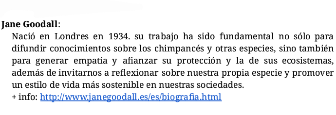 FiloyLetrasUAH's tweet photo. ¡La conocida científica era Jane Goodall! #WhoIsThatWoman Aquí os dejamos más información https://t.co/fnTcD1uQ9K https://t.co/aglEgRnWU5