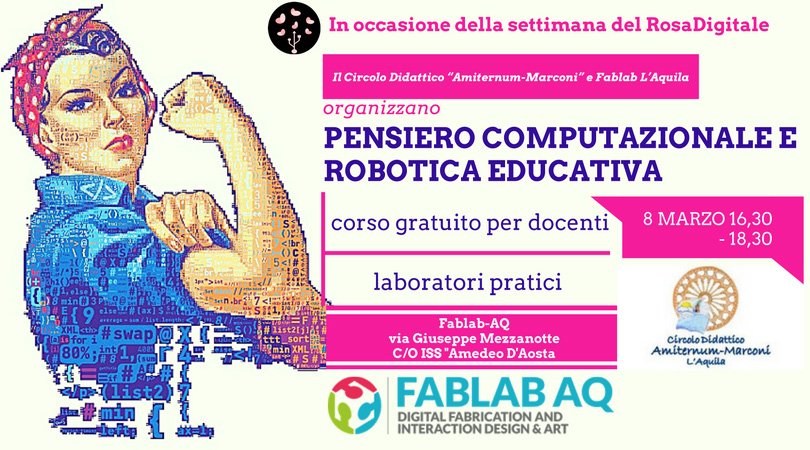 fablabaq's tweet photo. Sei un'insegnante? Ti piacerebbe avvicinarti al mondo #digitale? Fallo gratuitamente al #FabLab #LAquila l'8 marzo https://t.co/hBcBN1Redx https://t.co/U3WsT9OtR3