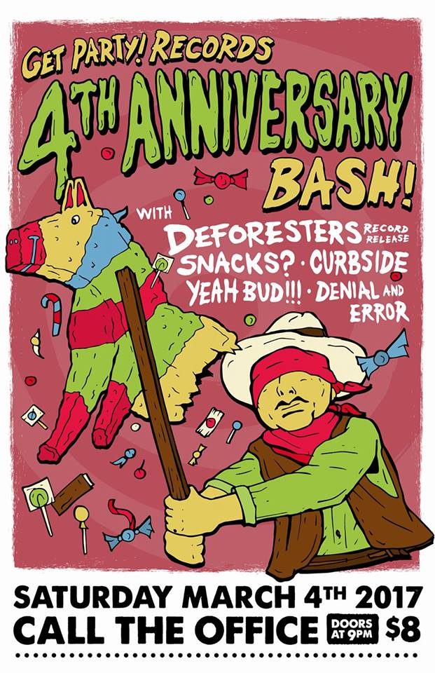 .<a href="/getpartyrecords/">Get Party! Records</a> Anniversary bash TONIGHT at <a href="/CallTheOffice/">Call The Office</a> with <a href="/deforesterssuck/">Deforesters</a> <a href="/SnacksBand/">Snacks?</a> <a href="/curbsidepunk/">Curbside Punk</a> ow.ly/eSk6309yXTR