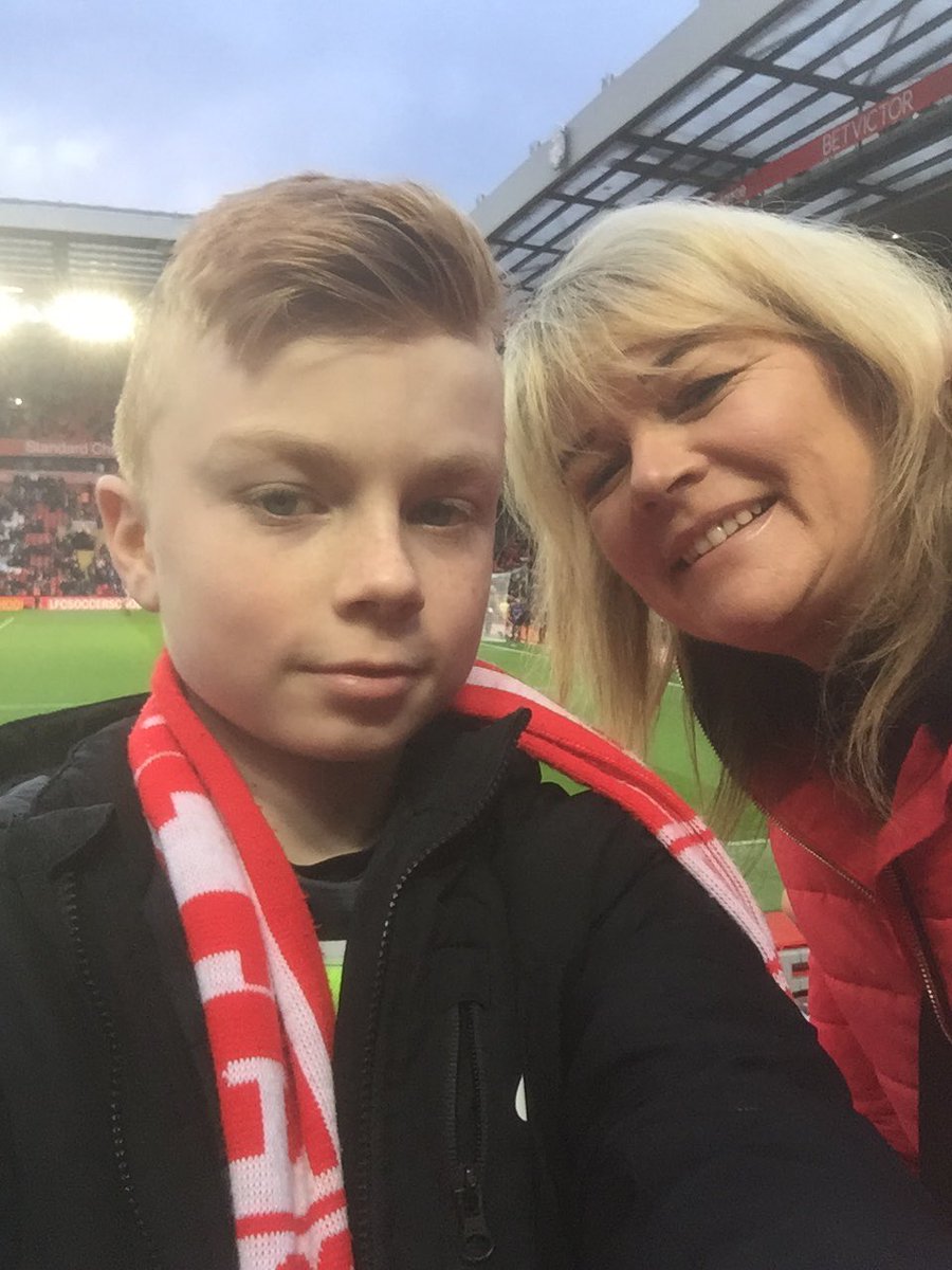 green_sue2018's tweet photo. Liverpool v Arsenal with my boy #anfield https://t.co/UqjucdMXbM