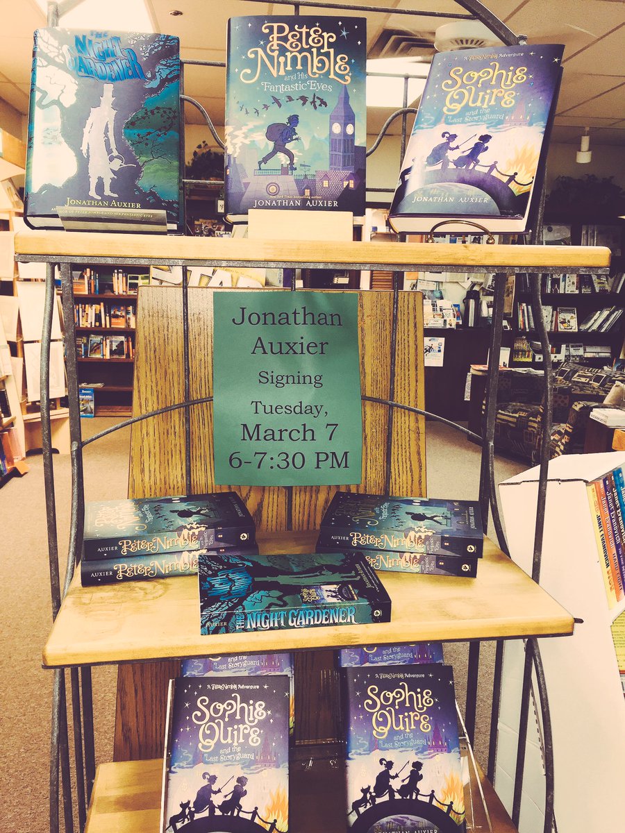 bestofbooksok's tweet photo. BOB is so ready for @JonathanAuxier 's upcoming visit on Tuesday! Which of his books is YOUR favorite? #nightgardener #peternimble https://t.co/bNj55tRrfy