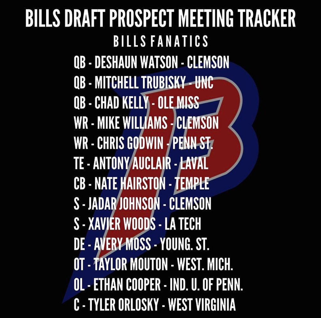 BoogieBraylon's tweet photo. Bills Draft, Prospect Meeting Tracker
--
#BuffaloBills #BillsFanatics
#BillsMafia #OneBuff… https://t.co/8bi4pqMh8O https://t.co/YivxddjSPH