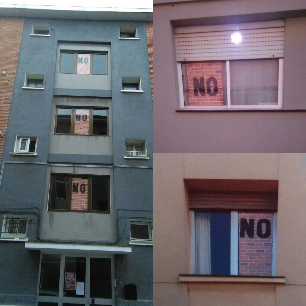 IgnacioRepelega's tweet photo. vecinos d #FedericoMartinez #Repelega han encartelado sus ventanas en señal de protesta #nomasladrillosenPortugalete https://t.co/tpggVvA2IX