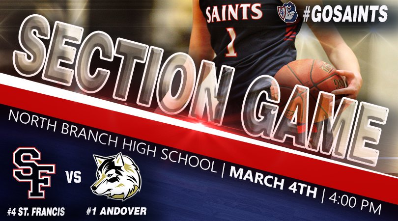 SFHSgirlsbball's tweet photo. 💥Section 7AAAA💥
🏀@SFHSgirlsbball vs Andover
⏰4:00Pm
📍North Branch High School 
#saintspride #GoSaints https://t.co/xVS1NHkFsB