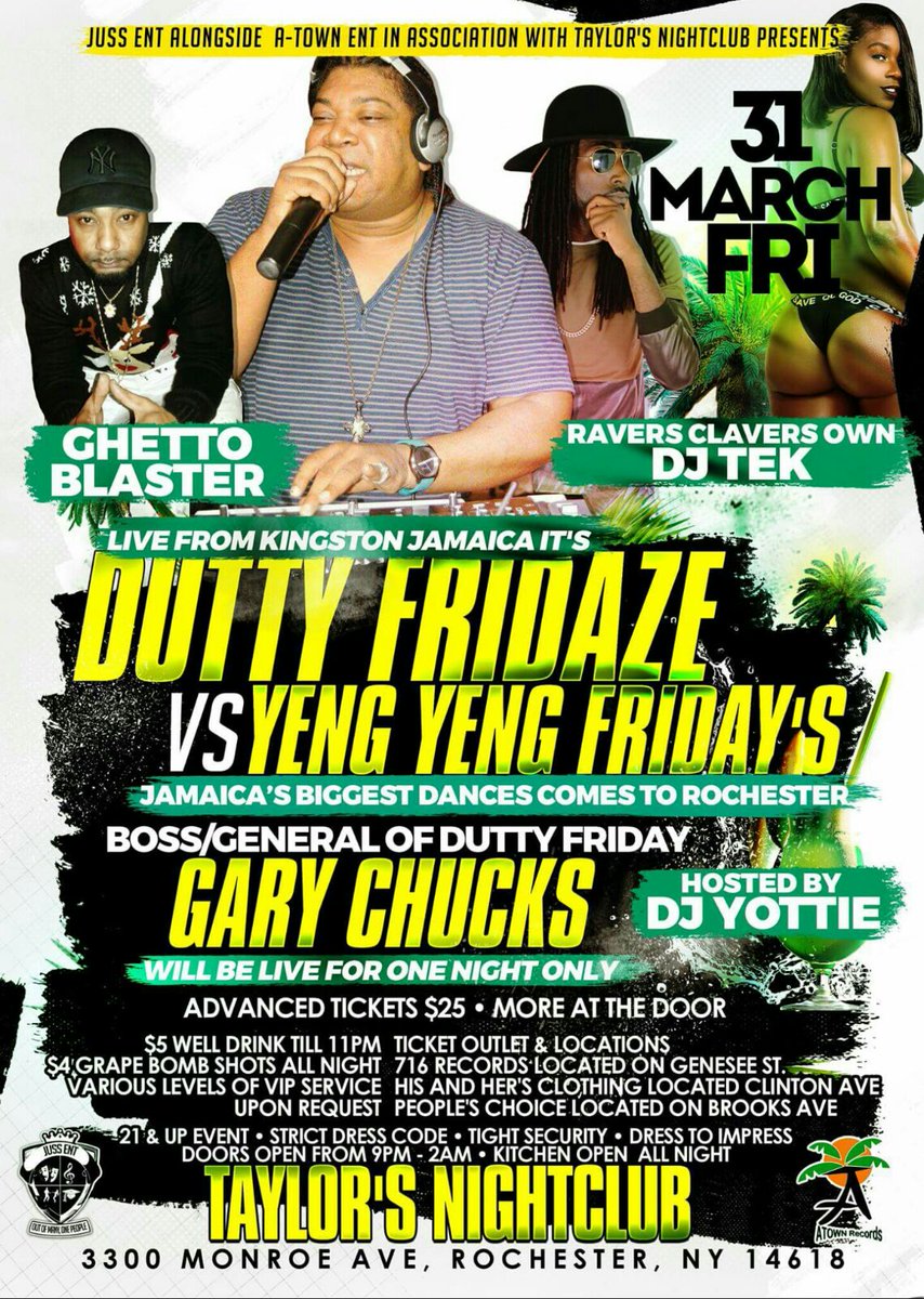 a_townrecords's tweet photo. Rochester comes #alive Friday March #31 with the general @GaryChucksJa #ravers #djtek #duttyfridaze vs #yengyengfridays #Taylor'snightclub https://t.co/IudHB8bnHu
