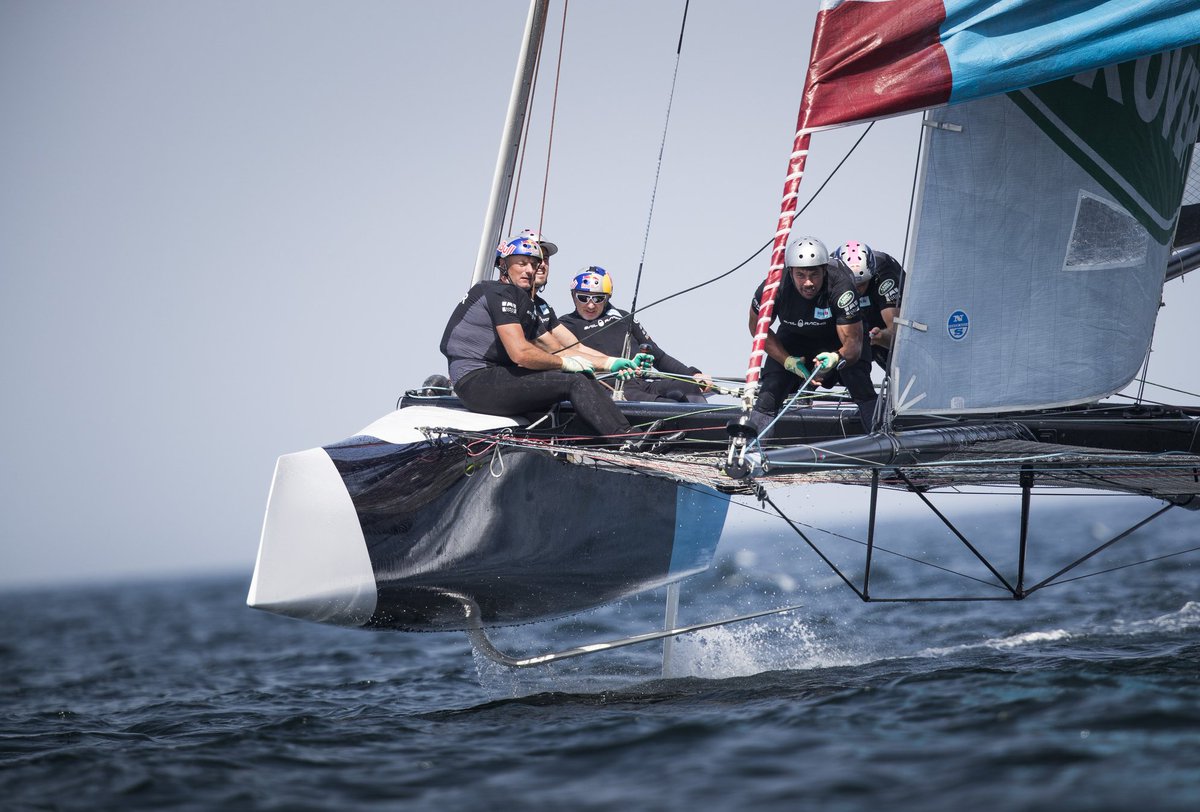 Fantastic action and 'flying boats' on mass here in Muscat. The <a href="/GC32RacingTour/">GC32 Racing Tour</a> championship.@RedBullSailing <a href="/OmanSail/">عُمان للإبحار - Oman Sail</a> <a href="/muscat/">richard muscat</a> <a href="/oc_sport/">OC Sport</a>