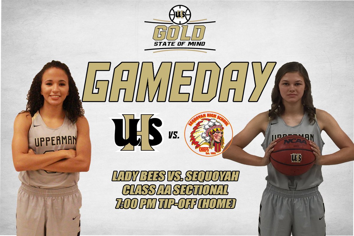 uppermanhoops's tweet photo. There's no place like home and there's no game like the sub-state! It's Gameday Upperman Nation! GO LADY BEES! #GoldStateofMind #PacktheHive https://t.co/dwHwVE9p9s