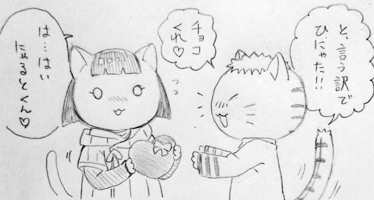 もう三月なのに、今更バレンタインと猫の日ラクガキ(ナルヒナ) 