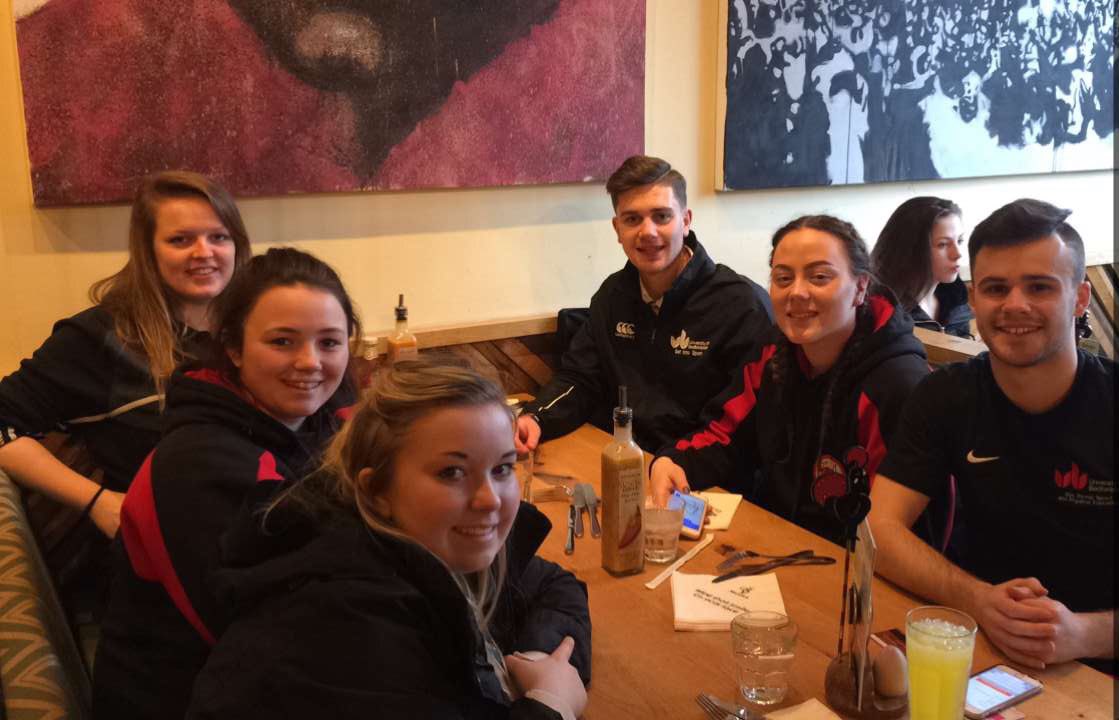 A few hours to kill in between first and last game.... off to <a href="/NandosUK/">Nando's</a> to fuel the team!