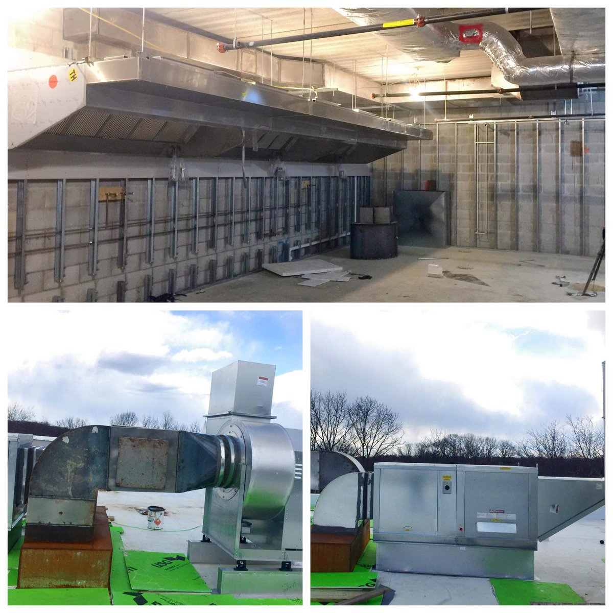 IdealkitchenV's tweet photo. New kitchen exhaust system ready for pressure/ smoke inspection by Local AHJ, South Amboy, NJ.. 
Future Nursing Home kitchen... #kitchen https://t.co/y3GlYMJUdu