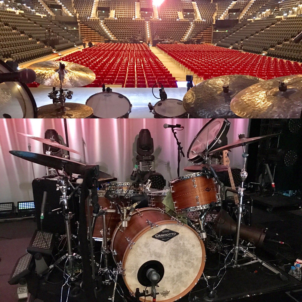 drummarco's tweet photo. tonight: Ina Müller @ "EWE - Arena" / Oldenburg :-) ! #craviotto #istanbulagop #remo #vaterdrumsticks #porteranddavies #skygeldamperpads https://t.co/jcs72UpKIP