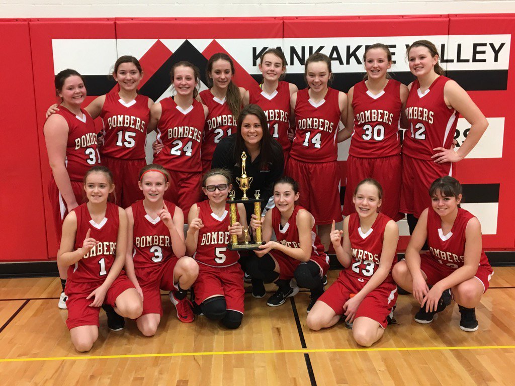 WesRadtke's tweet photo. KV 7th grade tourney Champs!!##LadyBomberBasketBall https://t.co/ywfpDUqdF6