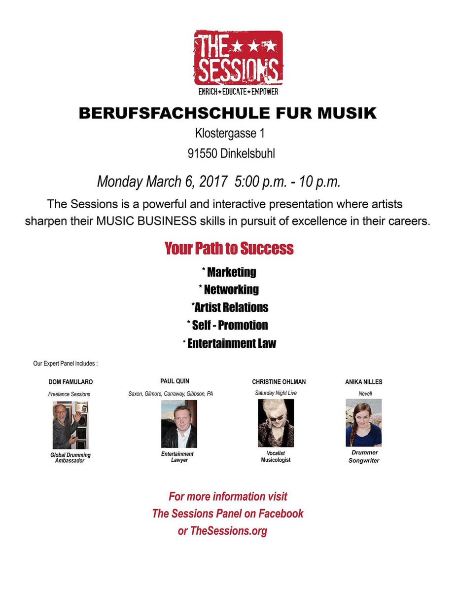 SessionsPanel's tweet photo. There's no better way to learn about the #musicbusiness than from the professionals! #bfsmusik #dinkelsbuehl #bfsdinkelsbuehl https://t.co/DbygLsY4sA