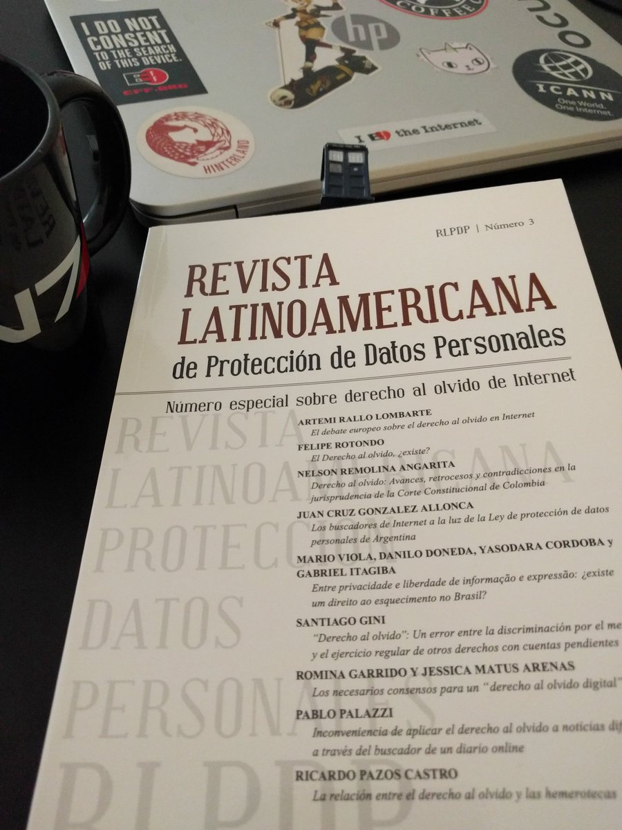 whoisgallifrey's tweet photo. Lectura de este sábado, especial de la Revista de Protección de datos personales sobre el #derechoAlOlvido 🙋 @SantiagoGini @pablopalazzi https://t.co/KWhlcAAxWI