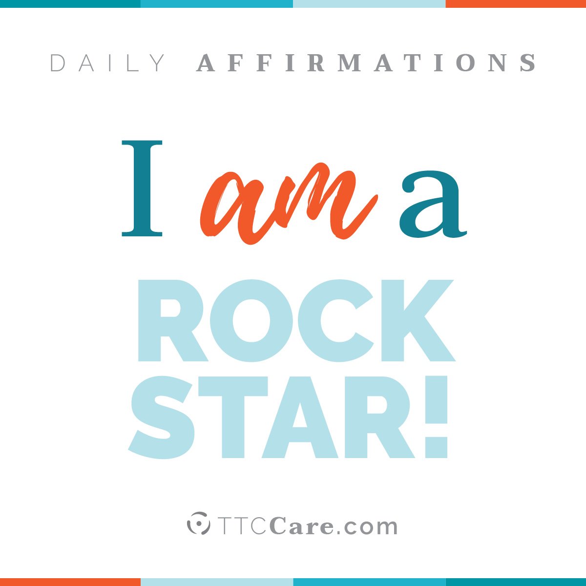 TTC_Care's tweet photo. Using positive affirmations while you're in recovery can help w/ breaking your addiction. Say it with me now: "I am a rockstar!". #TTCcare https://t.co/S4o0eysIb6