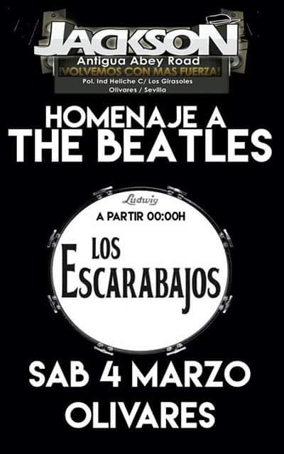 Aljarafeando's tweet photo. Sábado 4 de marzo a partir de las 00:00 horas, #concierto de Los @EscarabajosLos, homenaje a #TheBeatles, en la #SalaJackson de #Olivares. https://t.co/16VtAky7o7