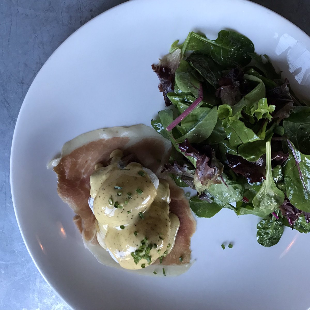 Who doesn't love a moody Benedict? Especially w scrapple + country ham + brown butter hollandaise. #rhetoricalquestion | <a href="/JosephineOn12th/">Josephine</a>