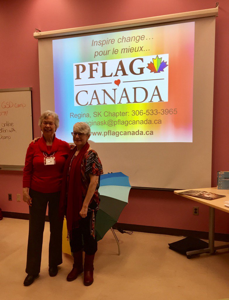 Doublethepoints's tweet photo. #GSDCamp Francine and Jane from PFlag. Support for everyone including bilingual individuals! https://t.co/RZ8Rt7bL8Y