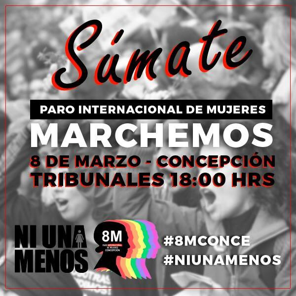 andifigueroa_'s tweet photo. Nos vemos el 8 de marzo en las calles nuevamente @8MConce #niunamenos #YoParo8M https://t.co/Tv2A7a5WK8