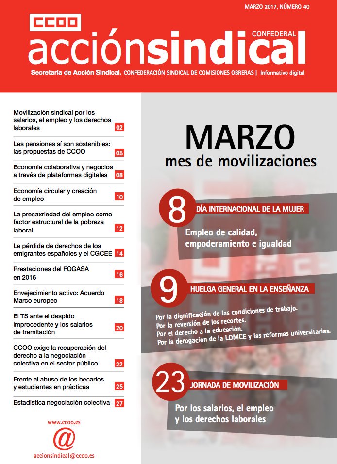 toxo's tweet photo. Revista de Acción Sindical Confederal, nº 40 CCOO https://t.co/zmHxOB7f5F 
 Salario, empleo, pensiones y derechos laborales https://t.co/PXOY6tNKUE