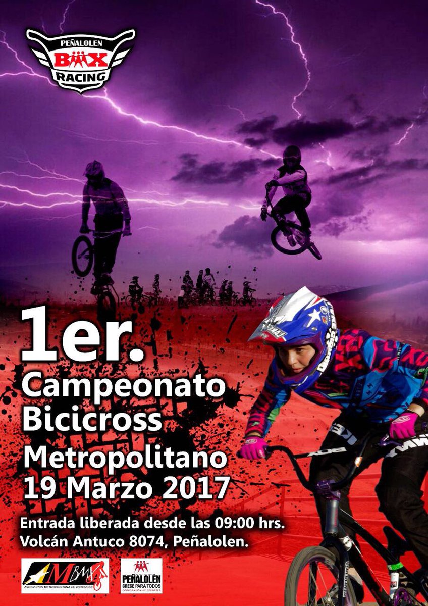 PenalolenBmx's tweet photo. @bikebackcl  Hola les invitamos para este 19 marzo #bmx #parque #peñalolen #entrada #gratuita lo mejor del #bicicross nacional 🇨🇱 https://t.co/vD2BtVpiBt