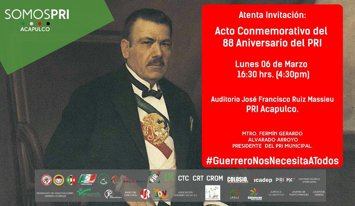 PRIMX_Aca's tweet photo. El @_PRIAcapulco y @_FerminAlvarado les hace la mas ATENTA INVITACIÓN https://t.co/P8tFn9WgXK