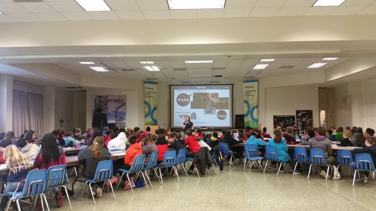 DirectorMSiC's tweet photo. Terrific Let's Innovate middle school conference today complete with Amanda Cutright, NASA engineer as the keynote https://t.co/LNLiieAXs2