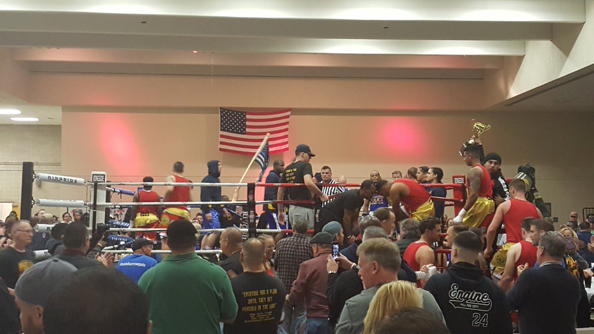 ThielAdam's tweet photo. Awesome night yesterday w/ @PhillyFireDept @PhillyPolice members/teams &amp; supporters for "2017 Blue Flame Bouts" boxing event! #1team1fight https://t.co/elCn07zYRC