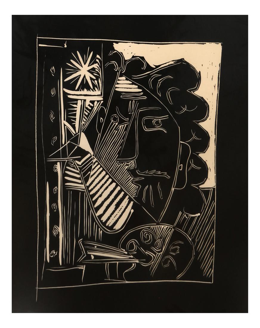Picasso #linocut, "Le peintre à la Palette". $9,375. #picasso #auctionupdate