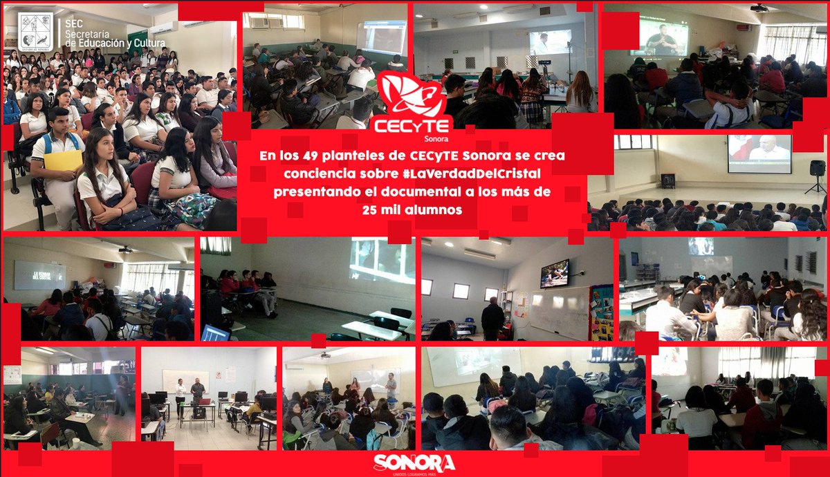 CecytesSonora's tweet photo. En los 49 planteles de @CecytesSonora se crea conciencia sobre #LaVerdadDelCristal presentando el documental a los más de 25 mil alumnos.👍💯 https://t.co/wdaKGXjKuG