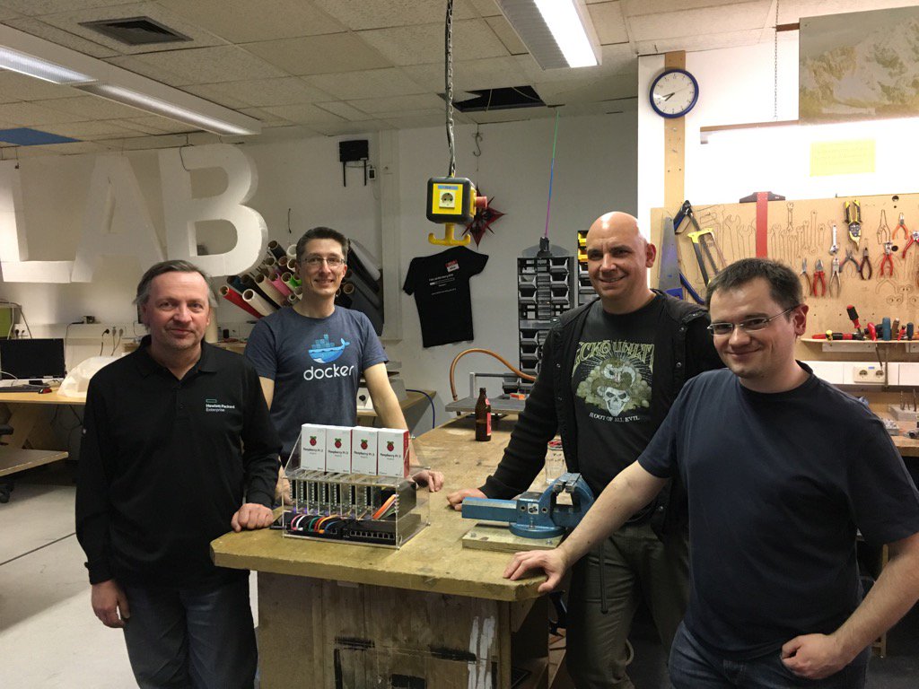 stefscherer's tweet photo. Done! Building the hardware for our #PiCloud #Docker swarm running on @HypriotTweets 64 bit OS https://t.co/2gOgcF00r1