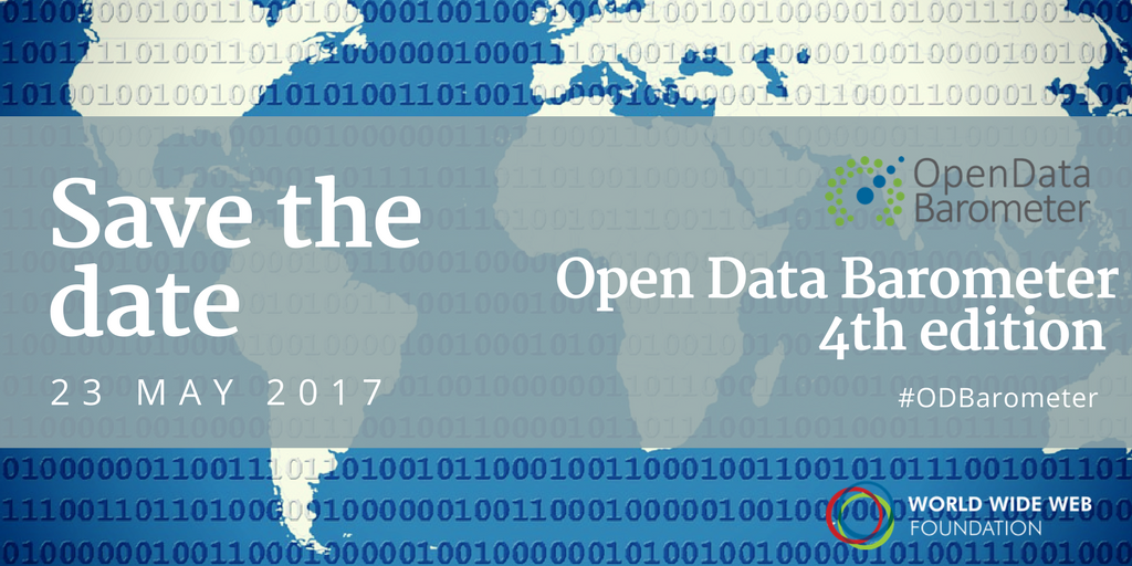 webfoundation's tweet image. Where will your country rank in this year’s #ODBarometer? Find out on May 23! #OpenDataDay #OpenDataDay2017 #DataRevolution