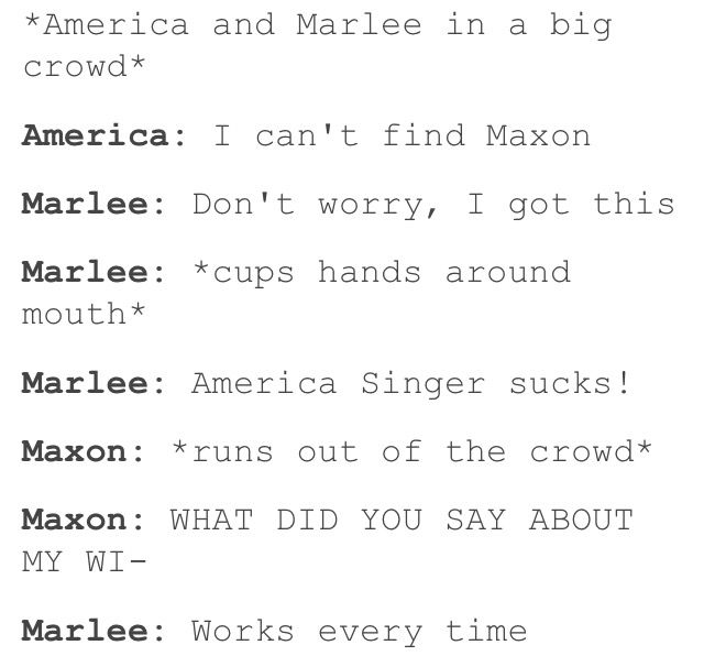 gabibmesq's tweet photo. SOCORRO EU AMEI TANTO ISSO AHAHAHAHAHAH #theselection #askselectioner #maxerica @kieracass https://t.co/961wouz681