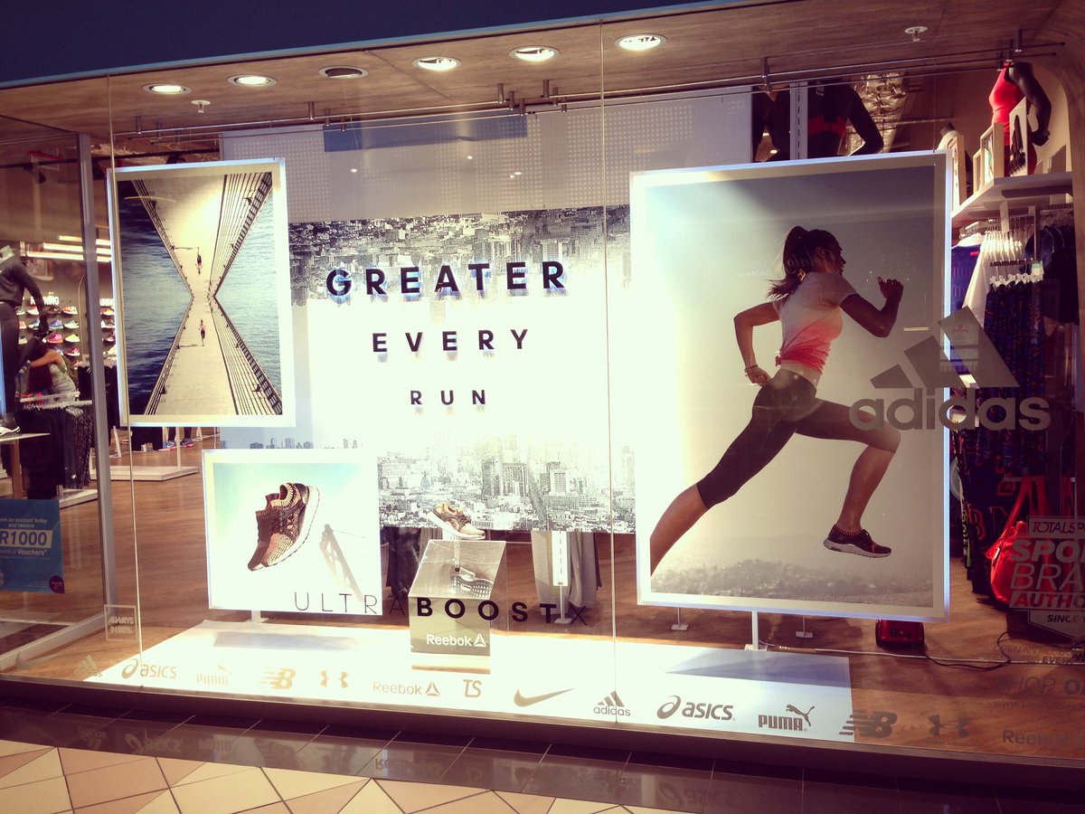 charlesroff's tweet photo. Powerfully feminine. @adidasZA ULTRABOOST X shining in @TotalsportsSA #GreaterEveryRun #adidas #UltraBOOSTX #RetailArt https://t.co/qFgM8Qzak6