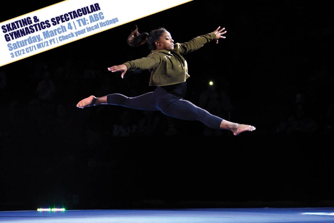 Simone Biles performs in the #SkatingGymnastics Spectacular TODAY on ABC! Check your local listings!