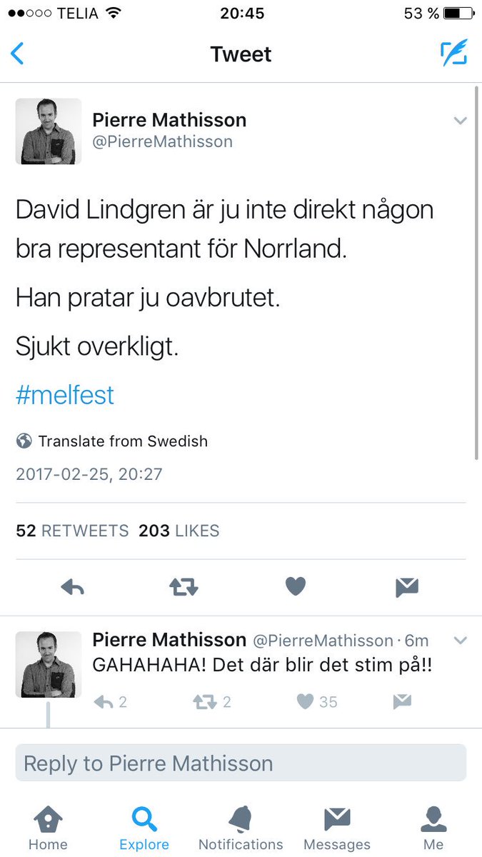 PoplightSE's tweet photo. Om ni trodde att kommentarerna i David Lindgrens sång bara var påhittade så icke! #melfest https://t.co/jqiVmdb6od