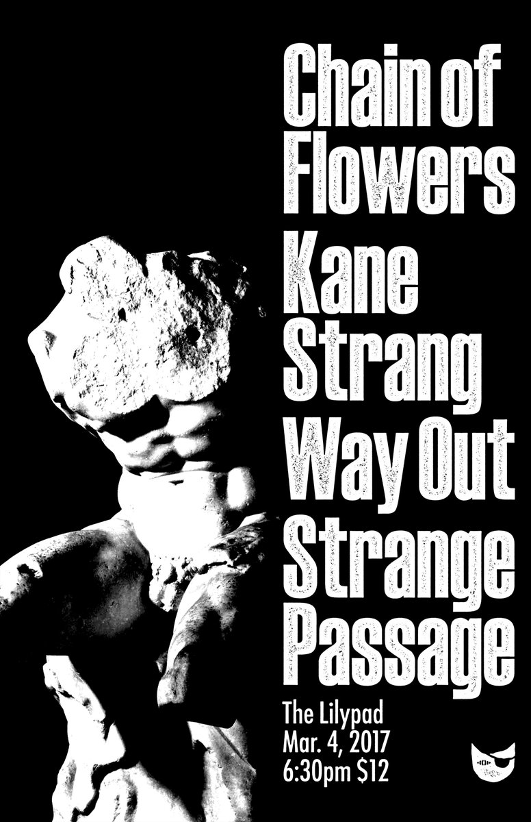 TONIGHT at <a href="/lilypadinman/">The Lilypad</a>: @flowersinchains // @kanestrang // Way Out // Strange Passage! 6:30PM, All Ages. bit.ly/2kWnpRh