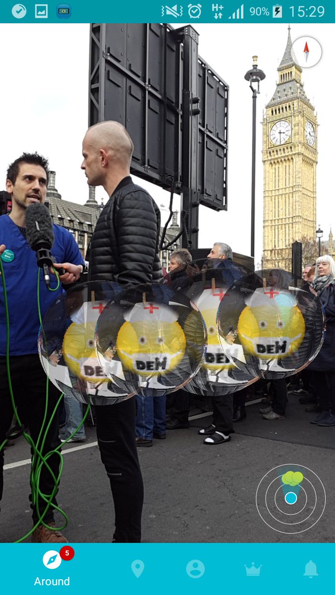 tw33tDEM's tweet photo. Screenshot of DEM #AugmentedReality project w @Tracestheapp  @MrTopple @NicolaCJeffery  good to meet you ✊ #popDEM ☺#ourNHS https://t.co/4VDuRHcMKE