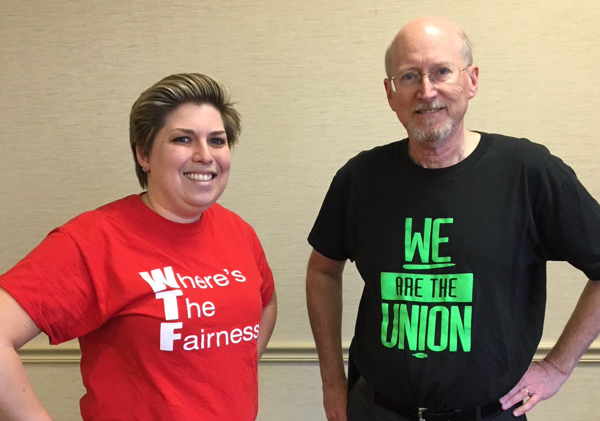 Worcester Guild Then & Now: Tim Schick rocks his '93 shirt from unionization and @chochphoto in the  '17 tee #WheresTheFairness?