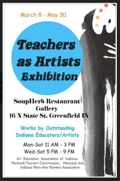 CGawNPHSArt's tweet photo. Setting up Teachers as Artists Exhibition with #SandyHall @soupherb in Greenfield IN: Reception w/ participating artists on March 10th, 6pm https://t.co/BFUyhQLE0u