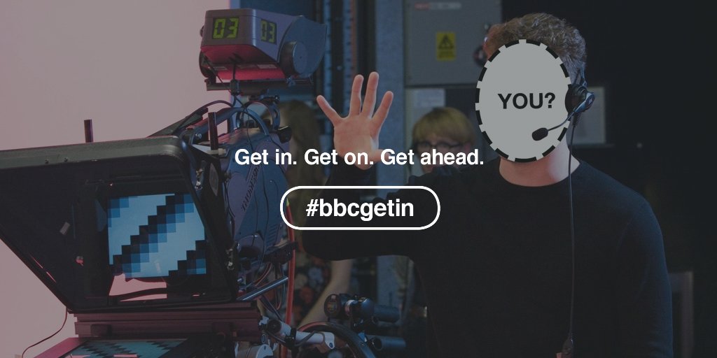 BBCGetIn's tweet photo. See yourself working in production? Our Production schemes open for applications 13th March (9 days!) https://t.co/28JyglcNKb #bbcgetin https://t.co/zn9cwePgNZ
