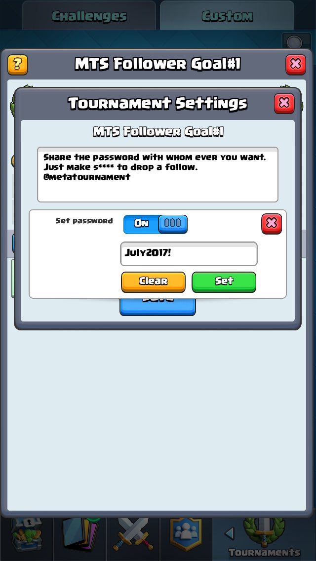 Tournament is up! Sorry for the delay! <a href="/TrickonTwitch/">Virginia</a> @Clash_with_Ash <a href="/TheBeardedMoob/">Mightymoob</a> <a href="/Hammers_Esports/">HES</a> <a href="/thug_cr/">Thug Cr</a> <a href="/Raintown_CR/">Raintown</a> <a href="/Woody_CR/">Woody_CR</a>