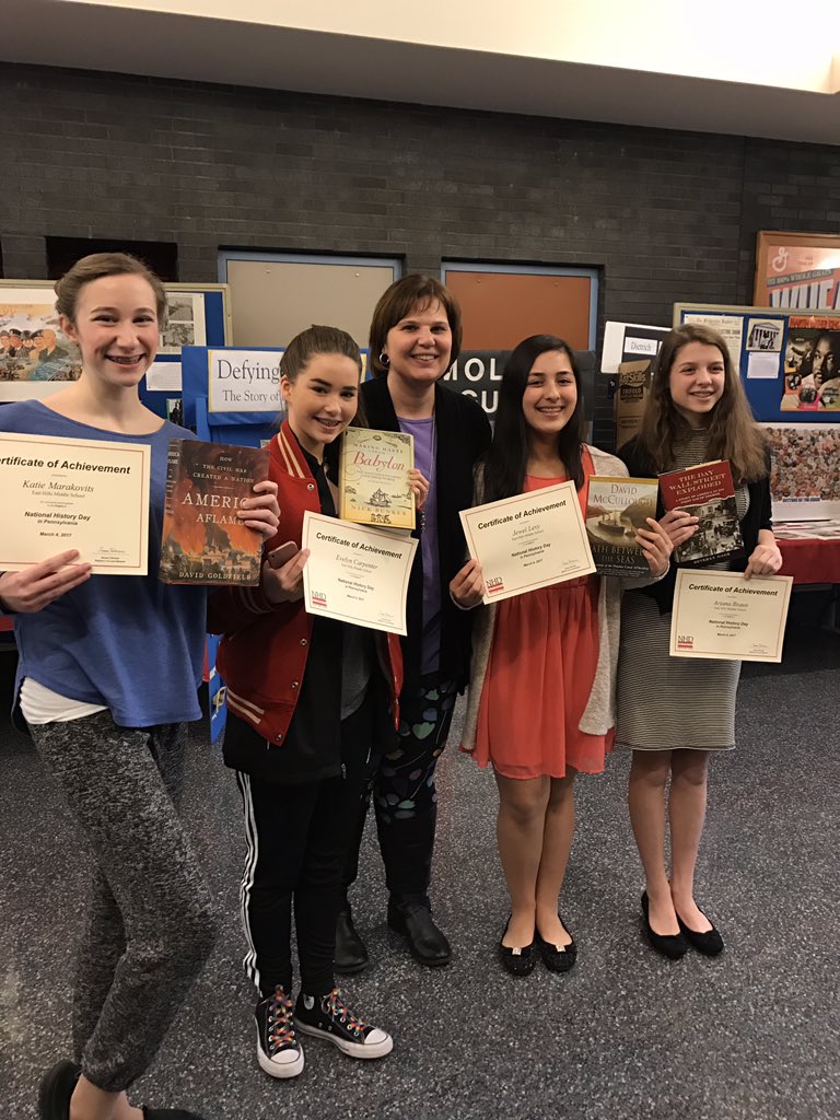 Three cheers for Mrs. McDonald!  The best coach ever leading the girls to place at the National History Day competition!