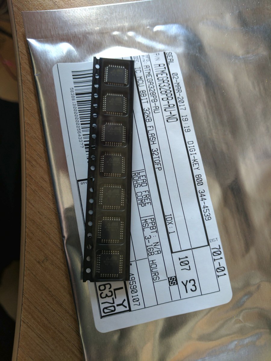 danak6jq's tweet photo. That feeling when the chips arrive but the breakout boards don't. #MakerSadness #AVR8 #ATmega328PB #Anticipation (@digikey is fast) https://t.co/IlyaXAvfAM
