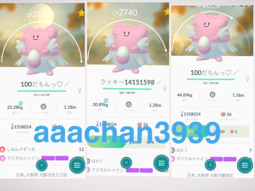 しぶ ポケモンgo Twitter પર 100 ハピナスおめでとうございます ハピナス ラッキー ミルタンクは原作でもメスしかいないです たまご産みますしね 逆にバルキー エビサワカポとケンタロスはオスしかいないです あと金銀前に入手したピカチュウはオスに