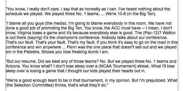 BFQuinn's tweet photo. Tom Izzo on if Michgian State belongs in the NCAA Tournament: https://t.co/nmW9XeeWj1